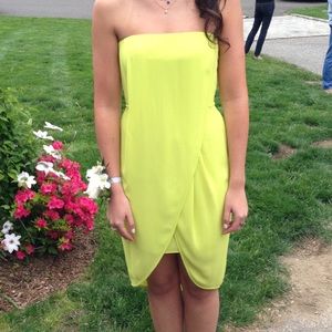 BCBG Yellow Highlighter Strapless Dress